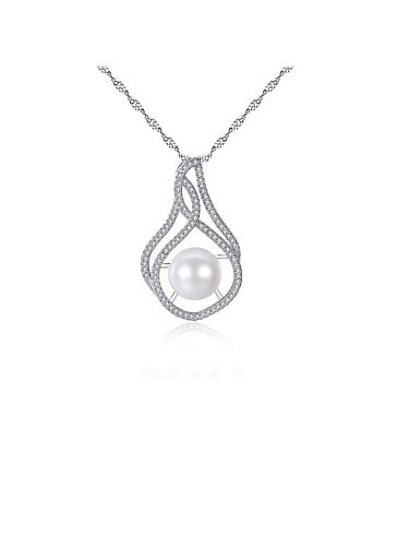 925 Sterling Silber Mode unregelmäßige Perlen-Süßwasser-Perlen-Halskette