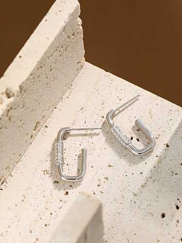 Geometrischer minimalistischer Huggie-Ohrring aus 925er Sterlingsilber mit Zirkonia