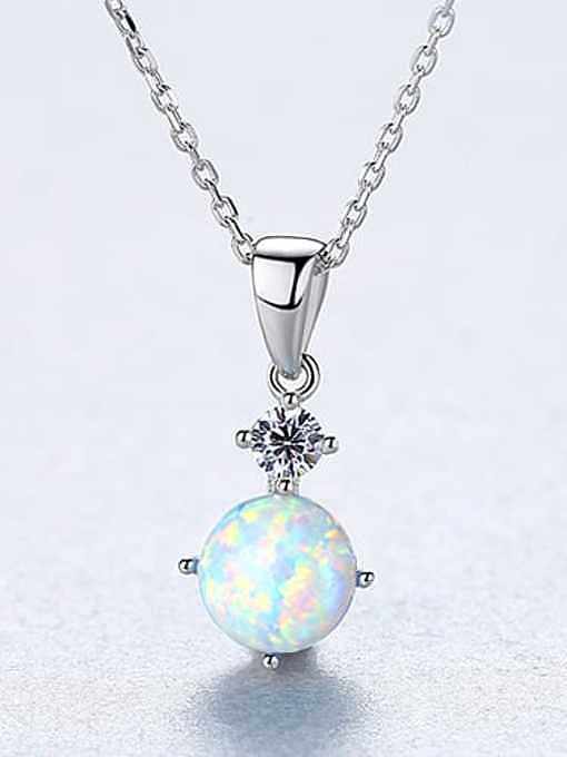 925 Sterling Silber Opal blau einfache quadratische Anhänger Halskette