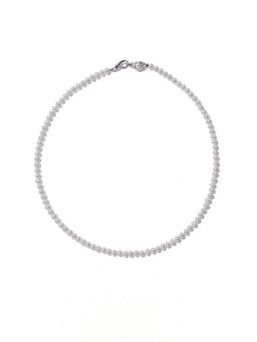 Collar de cuentas minimalista redondo de perlas de imitación de plata de ley 925