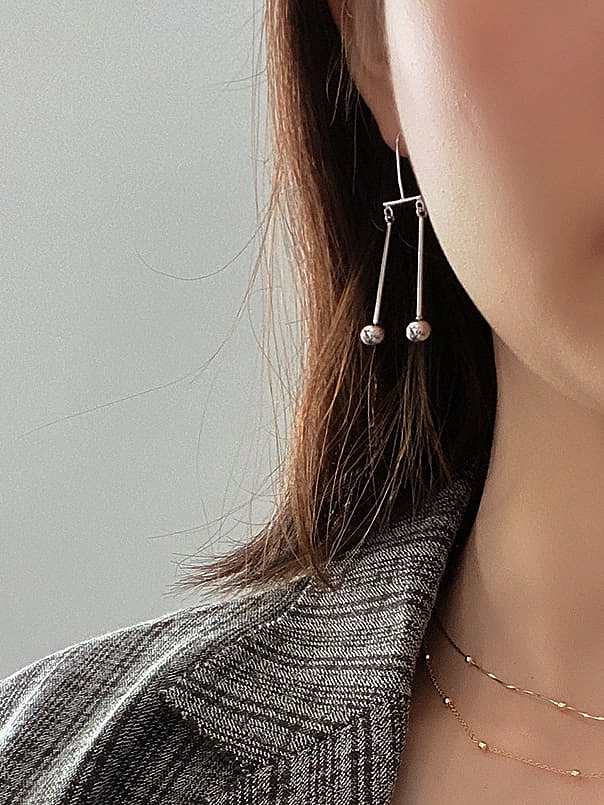 925 Sterling Silver Balance Silver Bead Minimalist Drop Earring