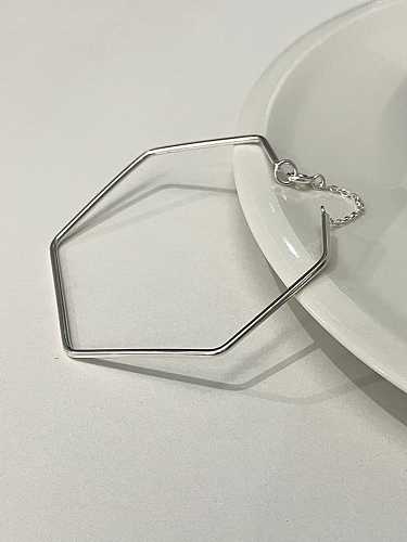 Pulseira de ligação geométrica minimalista prata esterlina 925