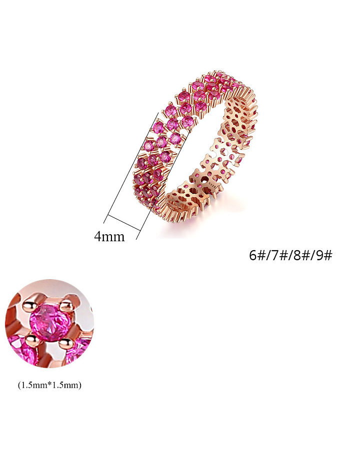 925 Sterling Silver With Cubic Zirconia Simplistic Multiple rows Band Rings