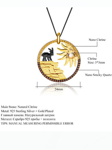 925 Sterling Silver Citrine Animal Artisan Necklace
