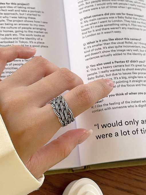 925 Sterling Silver Geometric Vintage Band Ring
