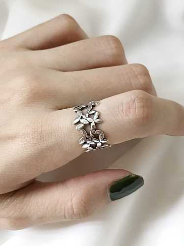 925 Sterling Silver Vintage Retro Little Flower Free Size Midi Ring