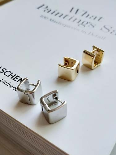 925 Sterling Silver Smooth Square Minimalist Stud Earring