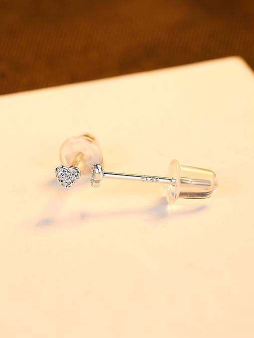 925 Sterling Silver Cubic Zirconia Heart Minimalist Stud Earring