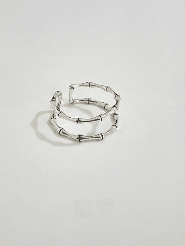 Anéis de bambu simples banhados a platina em prata esterlina 925