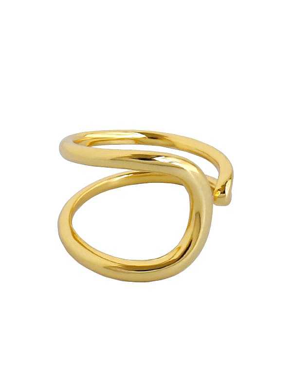 925 Sterling Silver With Gold Plated Simplistic Irregular Free Size Rings