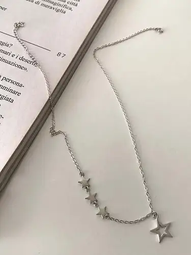 925 Sterling Silver Simple star pendant Necklace