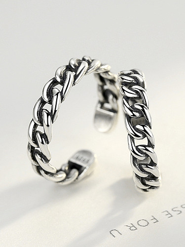 Anel de casal de prata esterlina anel de tamanho livre de torção vintage