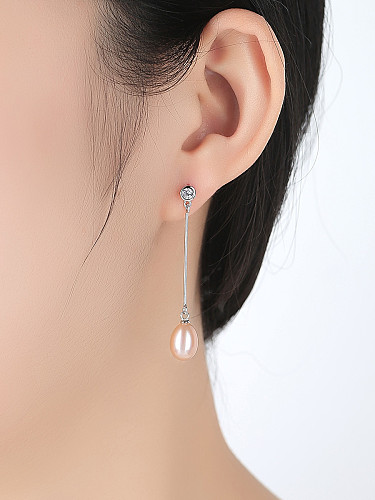 Süßwasserperlen-Ohrringe aus Sterlingsilber, 8–9 mm