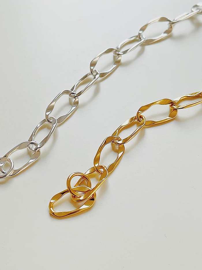 925 Sterling Silver Hollow Geometric Chain Minimalist Link Bracelet