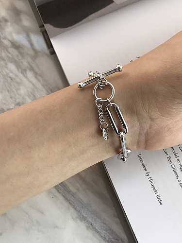 925 Sterling Silber hohles geometrisches minimalistisches klassisches Kettenglied-Armband