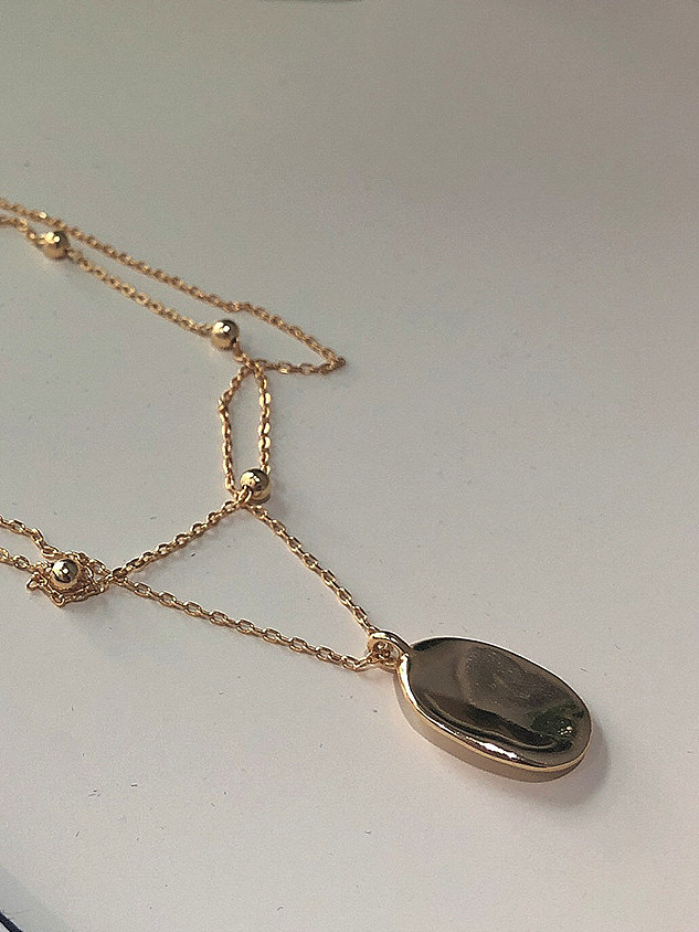 Argent sterling 925 avec colliers multi-rangs ovales simplistes plaqués or