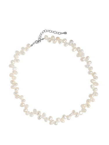 925 Sterling Silver Freshwater Pearl Geometric Bohemia Necklace