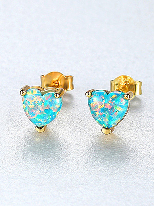 Boucles d'oreilles en argent sterling 925 avec opale coeur mignon