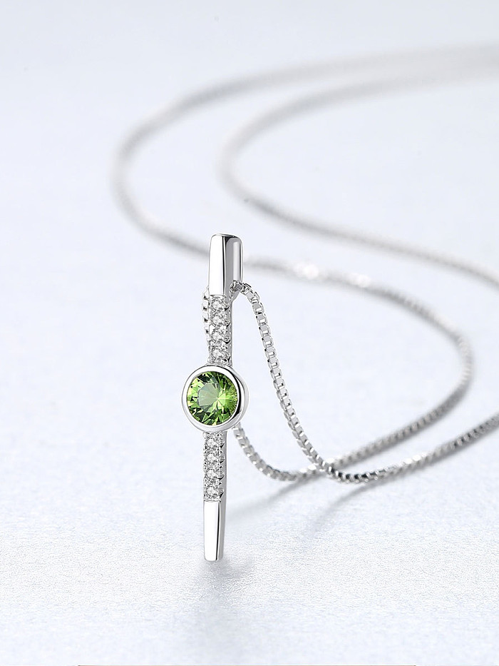 Collier en argent sterling avec cristal vert et zircon 3A