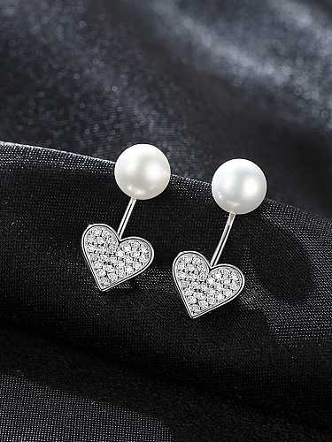 925 Sterling Silver Classic Freshwater Pearl Heart Drop Earring