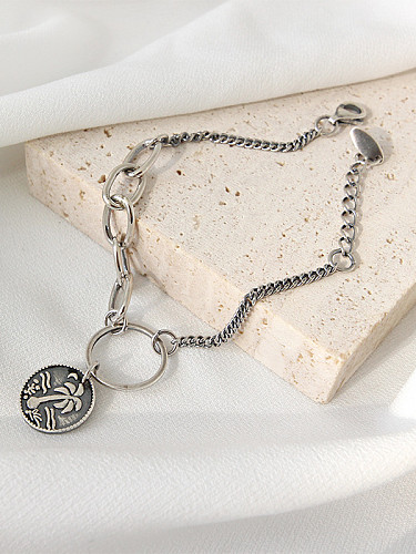 925 Sterling Silver With Antique Silver Plated Vintage human figure&coin pendant Bracelets