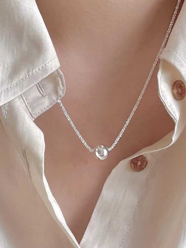 925 Sterling Silver Minimalist Round Ball Pendant Necklace