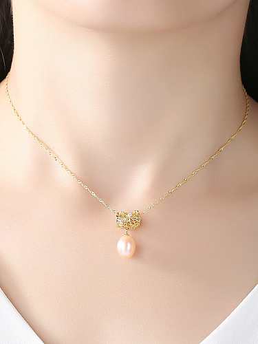 Unregelmäßige hängende Halskette der Süßwasser-Perlen-Art und Weise des Sterlingsilber-925