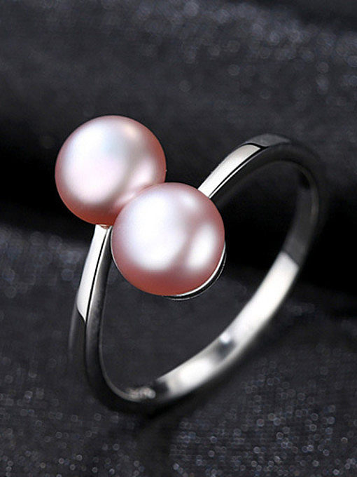 Sterling Silver 6-7mm natural freshwater pearl free size ring