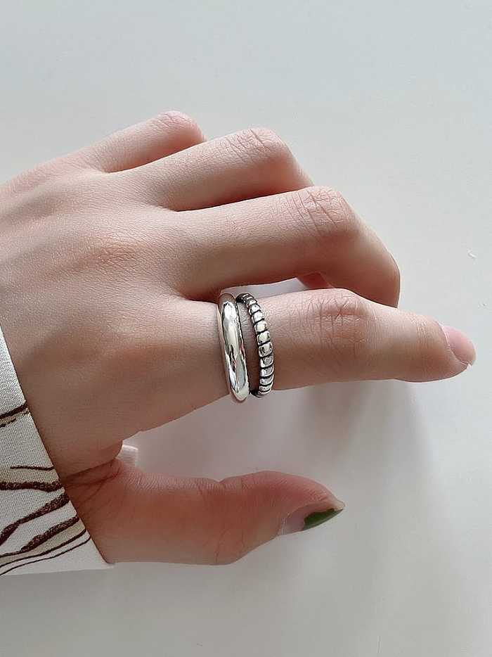 925 Sterling Silber Vintage doppelt gewebter Ring in freier Größe
