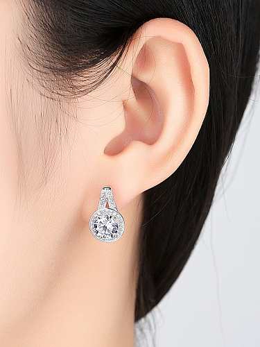925 Sterling Silver Minimalist Round Cubic Zirconia Stud Earring
