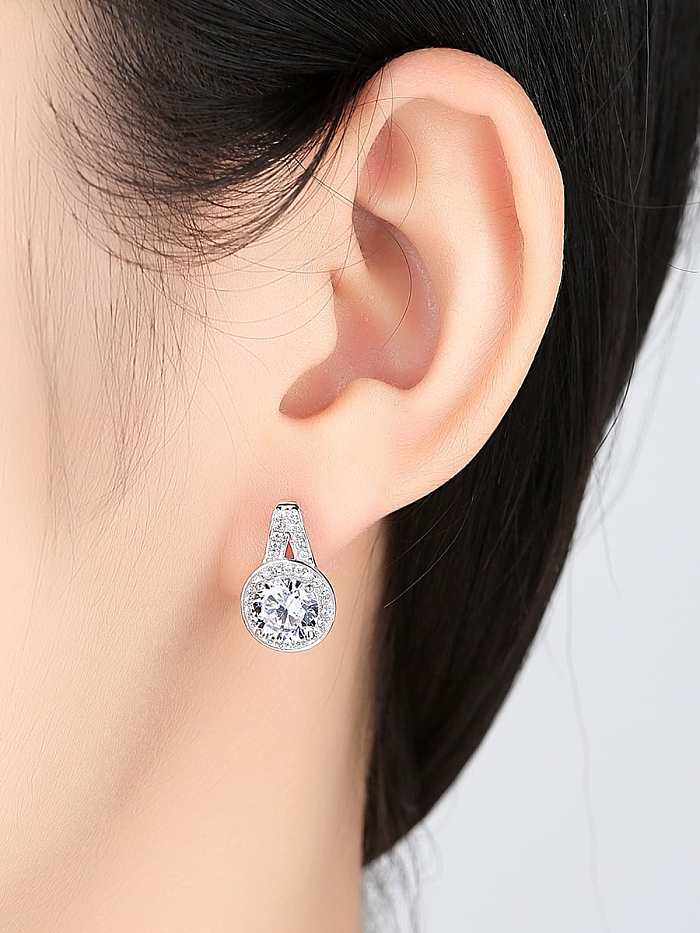 Boucles d'oreilles à tige rondes minimalistes en argent sterling 925 avec zircone cubique