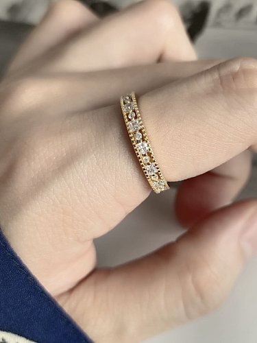 925 Sterling Silver Cubic Zirconia Geometric Minimalist Band Ring
