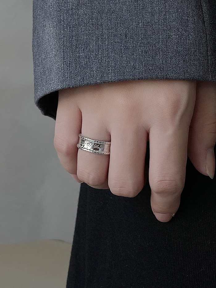 925 Sterling Silver Minimalist English Letter Free Size Ring