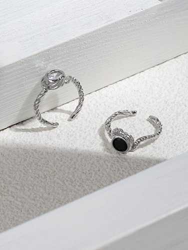 925 Sterling Silver Cubic Zirconia Geometric Vintage Band Ring