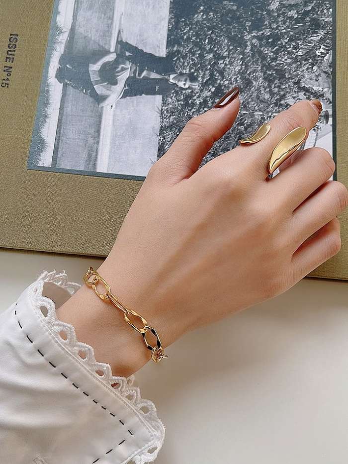 Minimalistisches Gliederarmband aus 925er Sterlingsilber mit hohler geometrischer Kette
