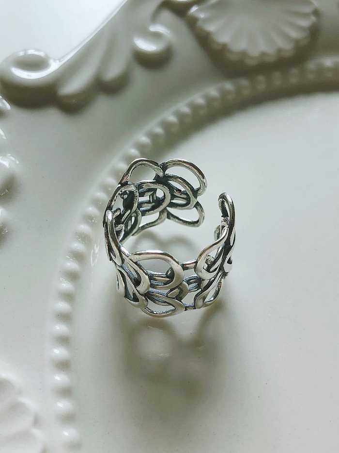 925 الفضة الاسترليني الجوف جولة خمر خاتم باند الحجم الحر