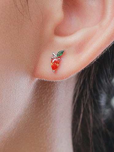 Boucles d'oreilles mignonnes en forme de radis en argent sterling 925 avec zircon cubique