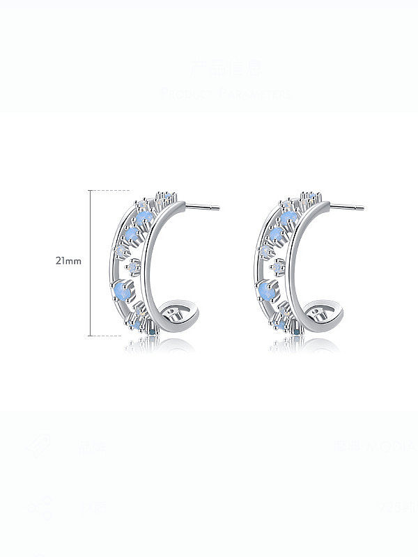 925 Sterling Silver Cubic Zirconia Geometric Cute Stud Earring