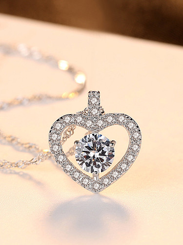 Sterling silver exquisite versatile love zircon necklace