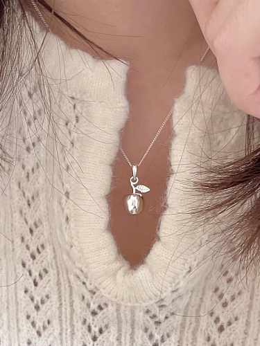 925 Sterling Silver Minimalist Friut Apple Pendant Necklace