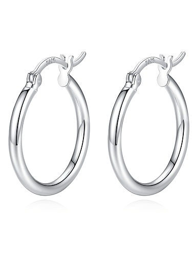 Glatter runder minimalistischer Creolen-Ohrring aus 925er Sterlingsilber