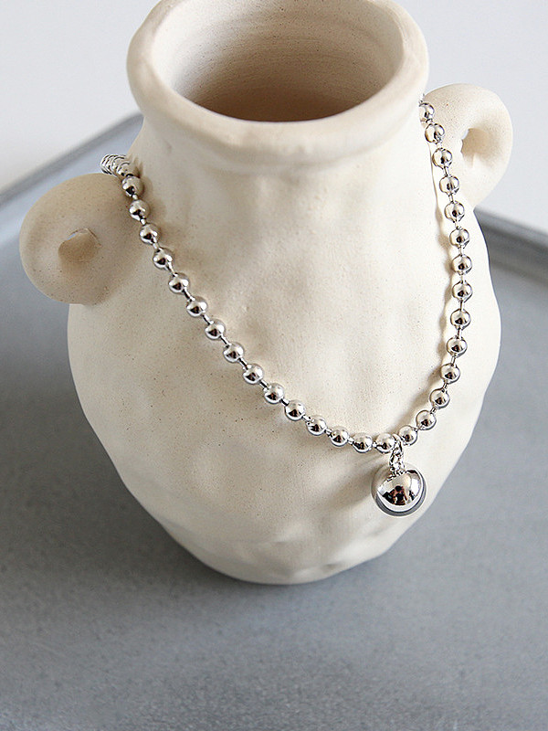 925 Sterling Silver With Platinum Plated Simplistic beads Anklets