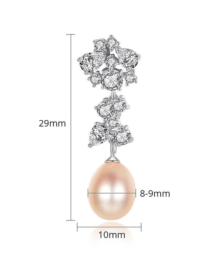 925 Sterling Silver With Platinum Plated Fashion Water Drop Drop Earrings