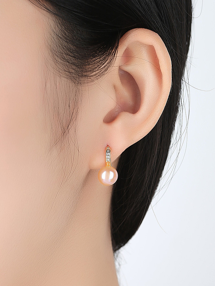 Sterling silver natural glare natural pearl earrings