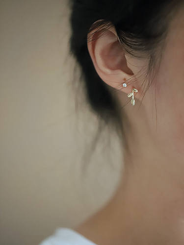 925 Sterling Silver Leaf Dainty Stud Earring