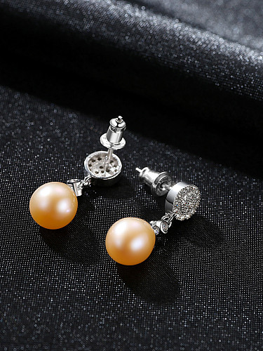 Boucles d'oreilles perles naturelles 3-8mm zircon 9A micro-serti argent sterling