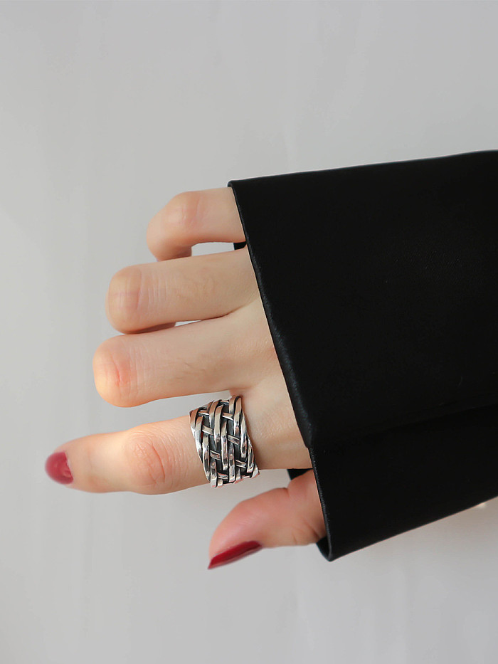 Sterling silver retro style personality ring