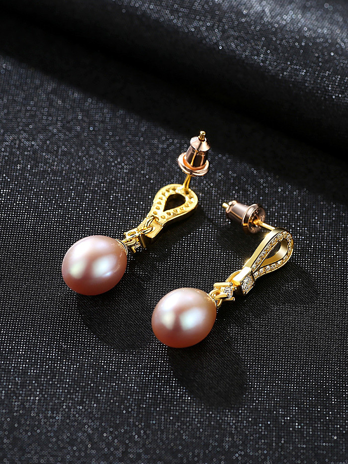 925 Sterling Silver With Gold Plated Simplistic Irregular Drop Earrings