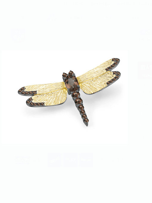 Épingles et broches mignonnes libellule multicolore en argent sterling 925 avec pierre naturelle