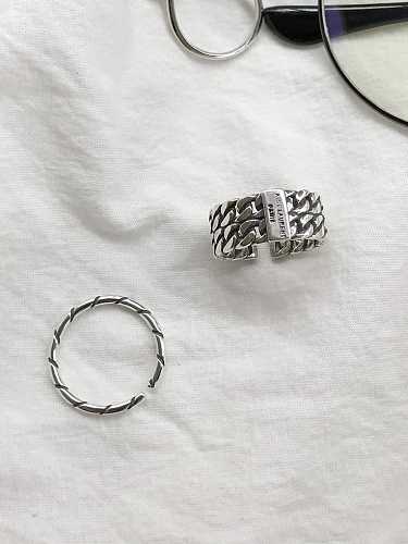 925 Sterling Silber Vintage Prais Double Chain Ring in freier Größe